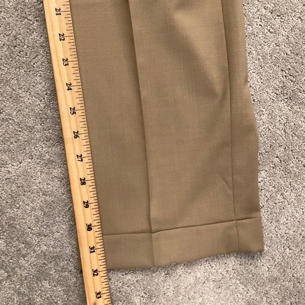 Lauren Ralph Lauren Dress Pants Mens 34W 32L Tan Performance Pleat Wool Stretch